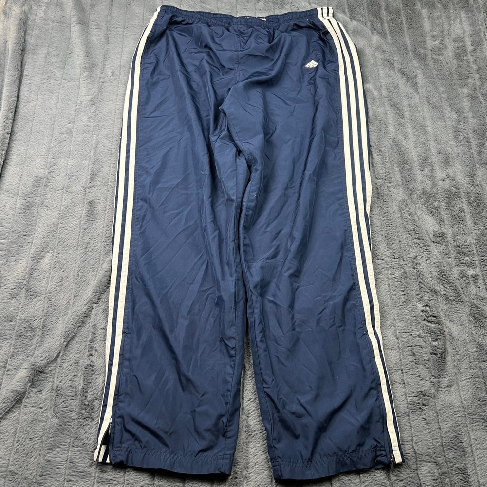 Adidas Mens Vintage Track Pants Navy Blue White 3 Stripe XL 159337 AZF001
